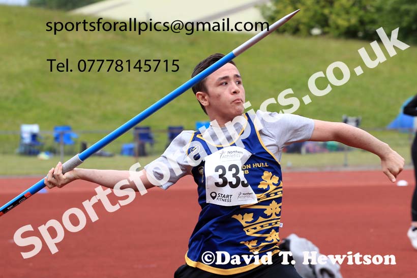 Mens under-20s javelin, 2022 Northern Senior and Under-20 Champs., Wavertree Athletics Centre, Liverpool. Photo: David T. Hewitson/Sports for All Pics